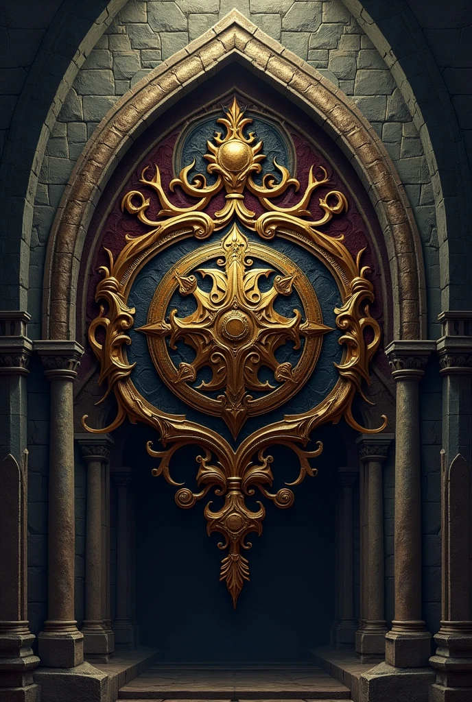 Create 2D medieval art logo, fancy, dungeon, written ETERNAL
