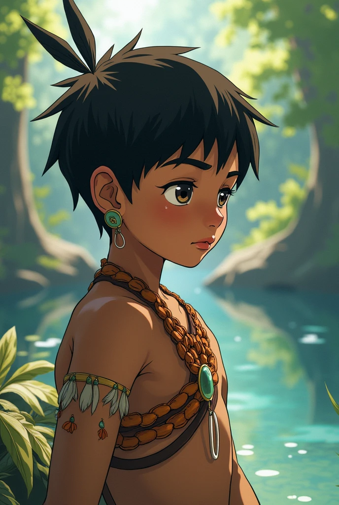 Drawings of indigenous boy thinking Anime
