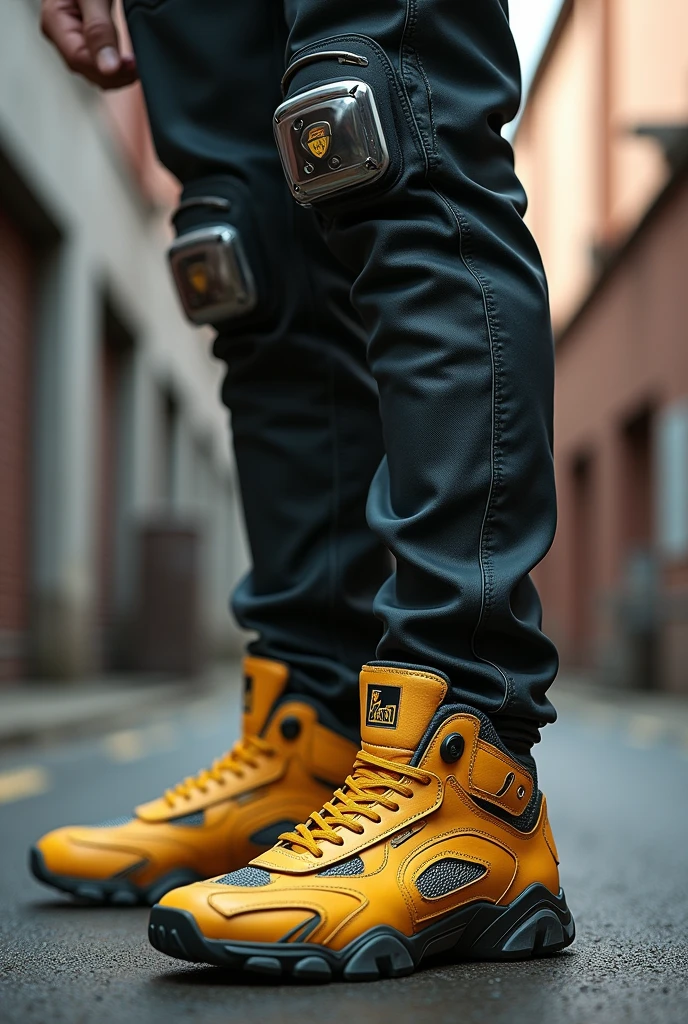 Guy wearing a racing motorbike shoes