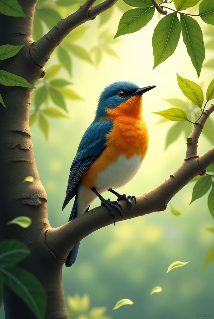 the bird on the tree branch sang a song