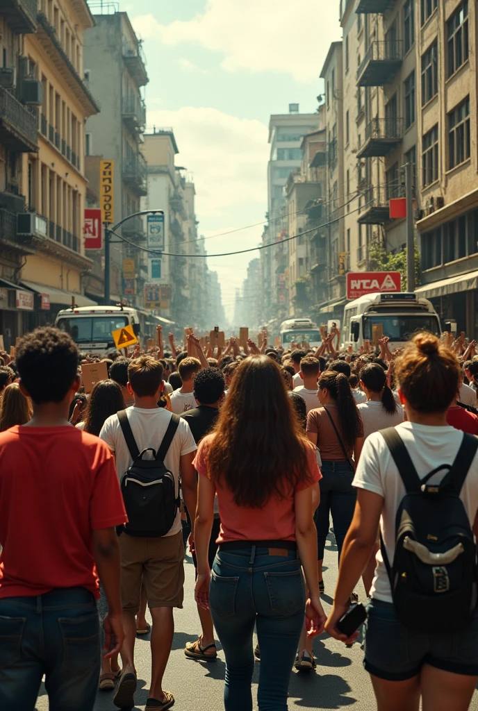 Create images of the 1968 student movement in Brazil