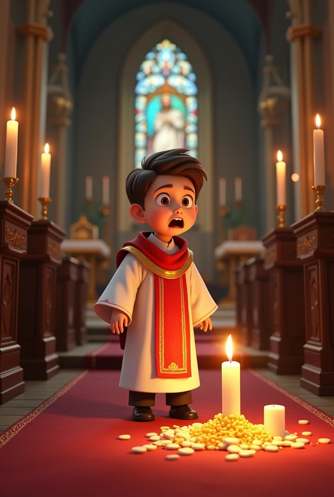Altar boy accidentally knocking over a candle animated 