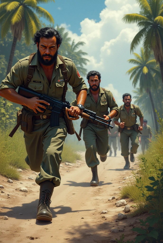 Fidel Castro and Che Guevara chasing Fulgencio.