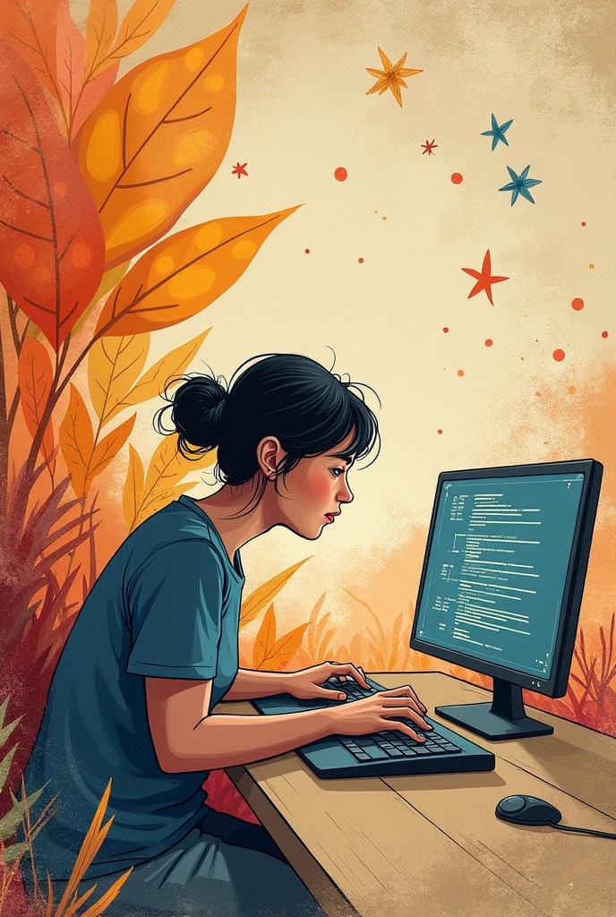 Create a well-crafted coding notebook cover that looks hand-made