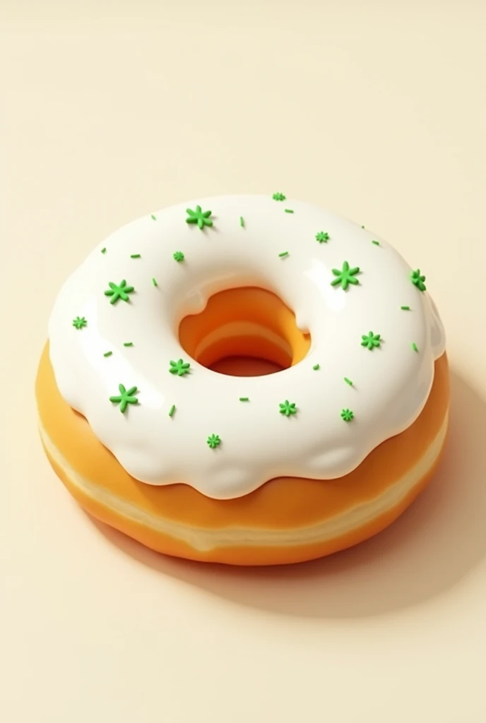 Create 1 donut with white frosting and green flecks