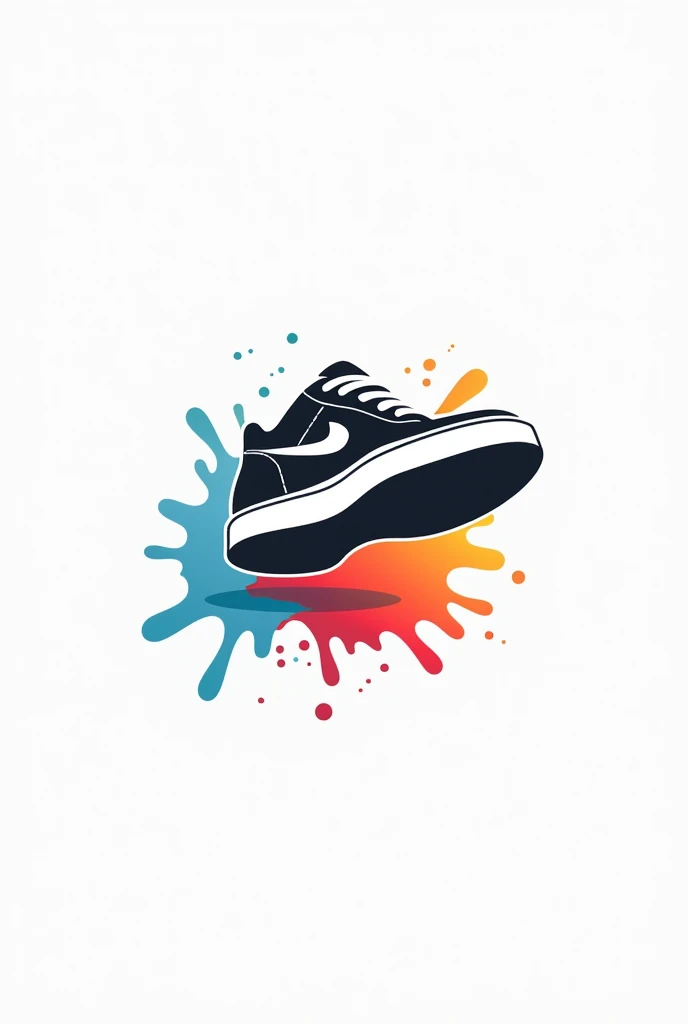 SB SHOES store logo a sneaker stepping on paint with a white background