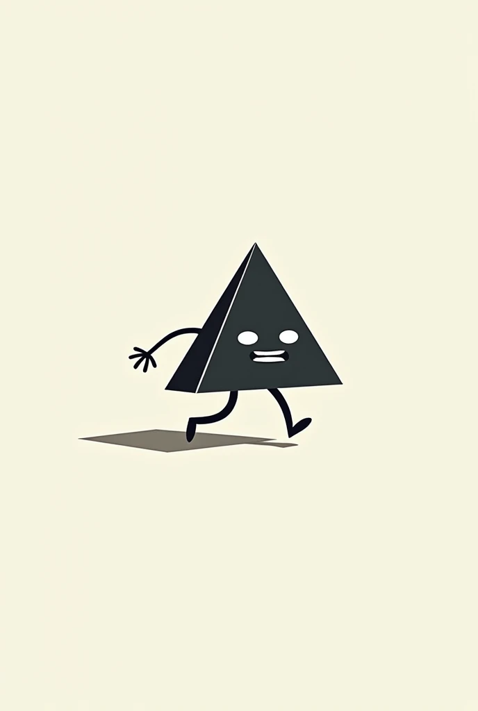 a triangle with legs and a face that walks forward


