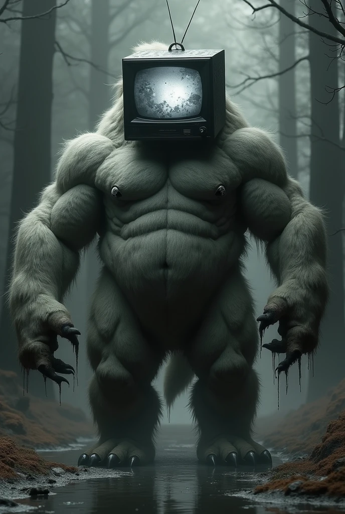 A anthro furry tv head which is black and white and is buff who’s also gooey and can absorb humans.