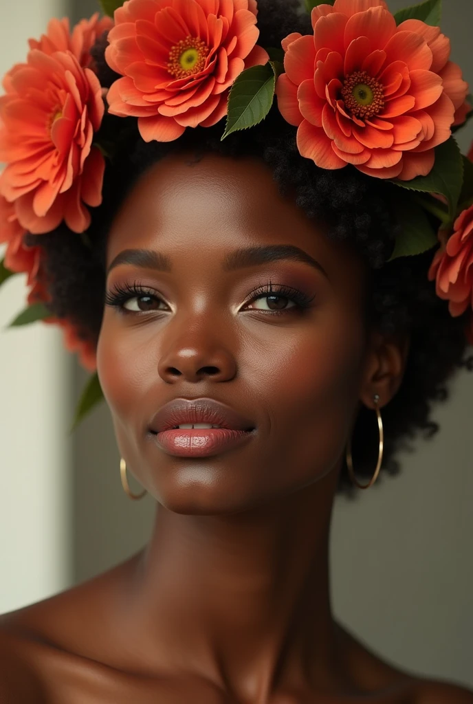 Beautiful black woman with flower headband