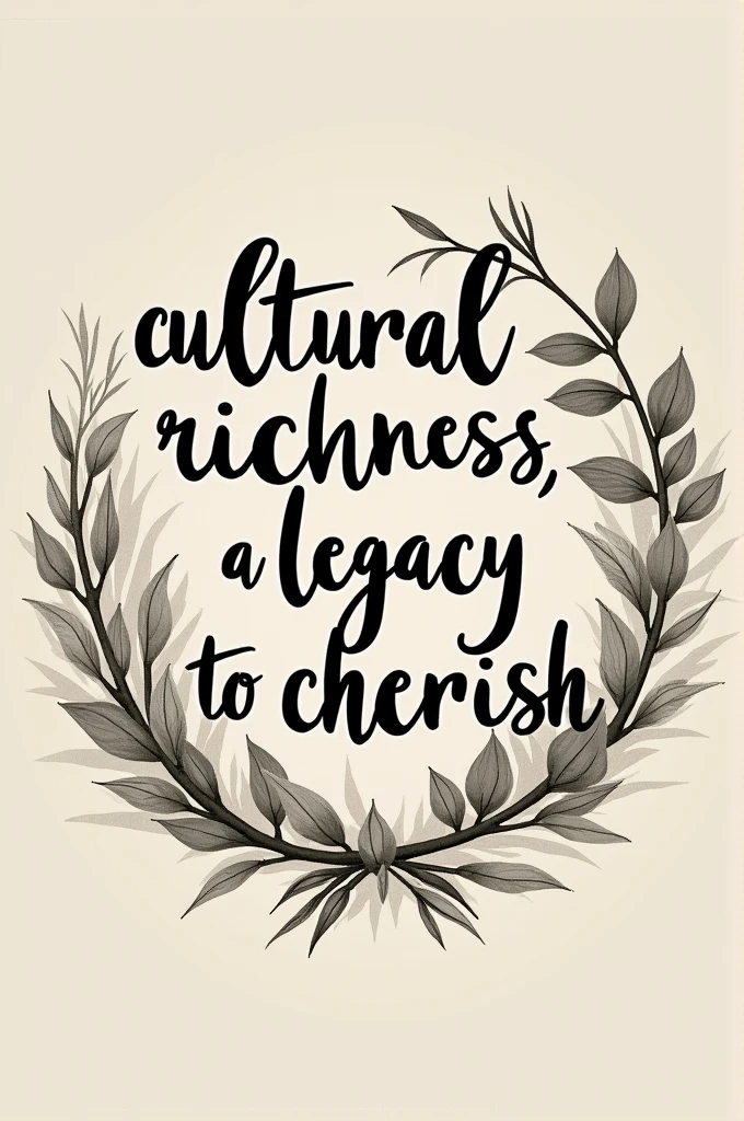 Make a slogan with simple lettering, this are the words "cultural richness ,a legacy to cherish"