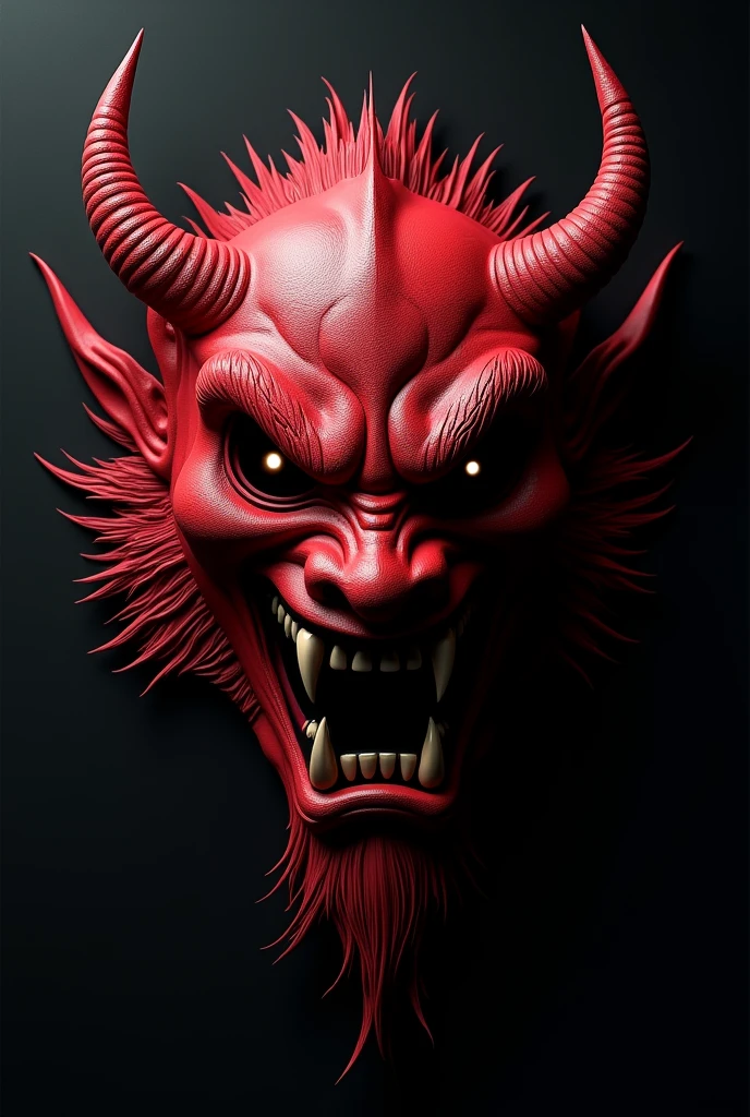 red japanese oni mask black background diagonal object