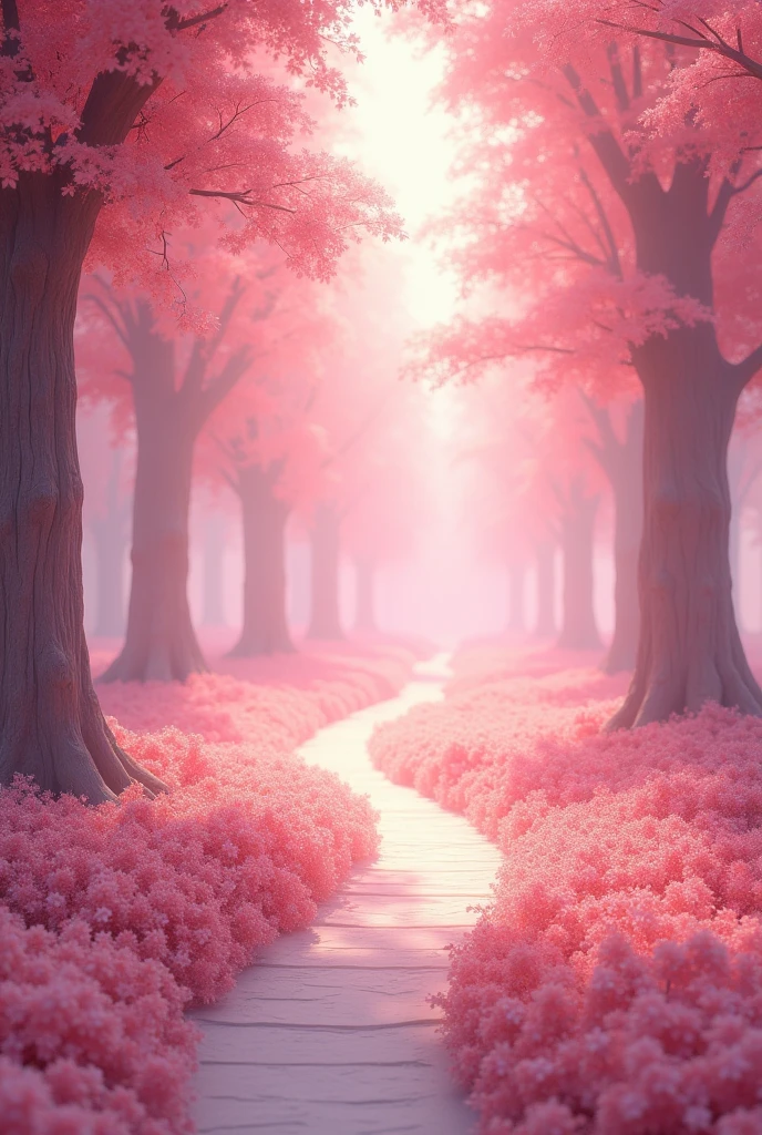 a path in the nostalgic pink forest