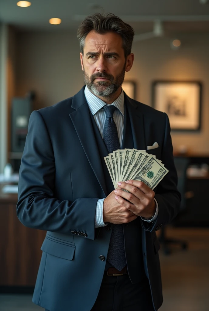 A man who does not understand and therefore does not buy the service, with money in hand, suit dress