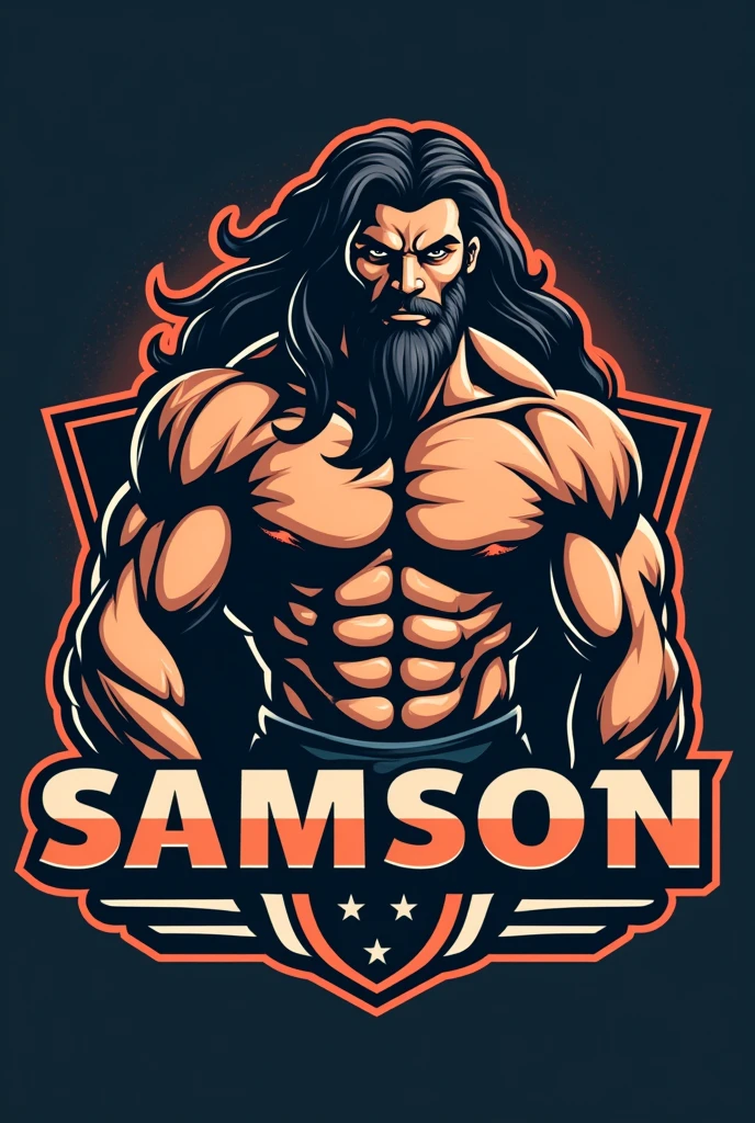 A logo brand in the model of an American football team representing Samson
