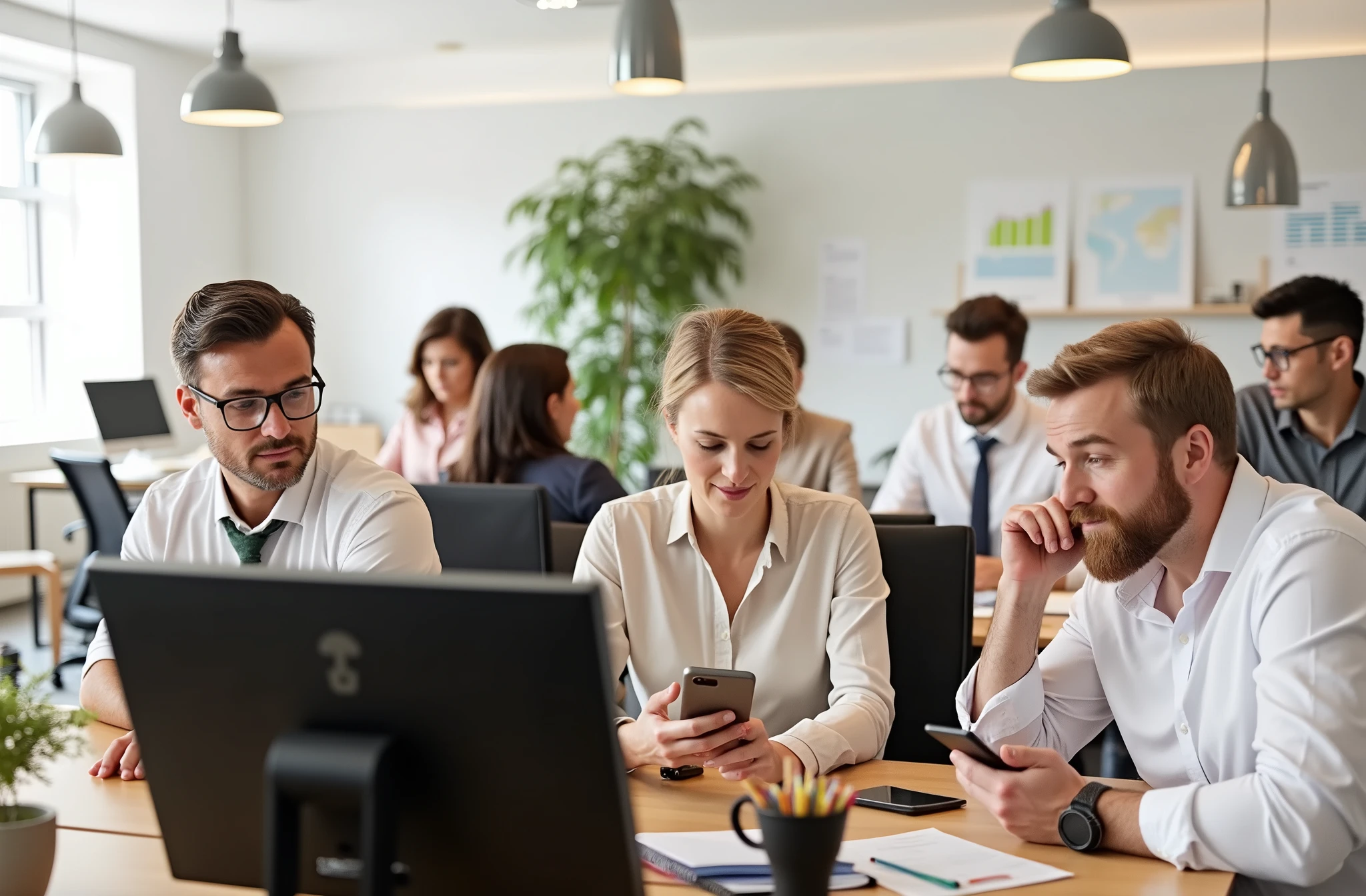 A group of American staff working in the office,8k HD resolution