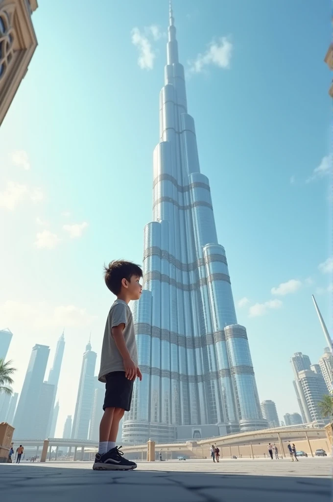 A boy standing in brij khalifa 