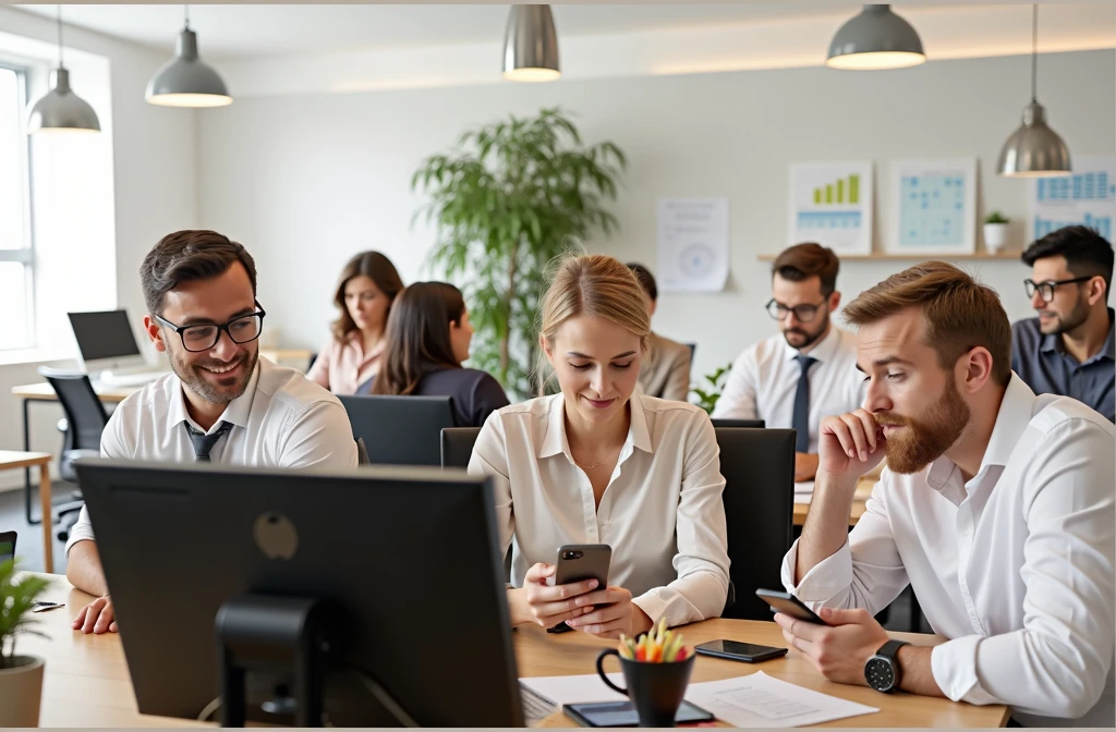 A group of American staff working in the office，8k HD resolution
