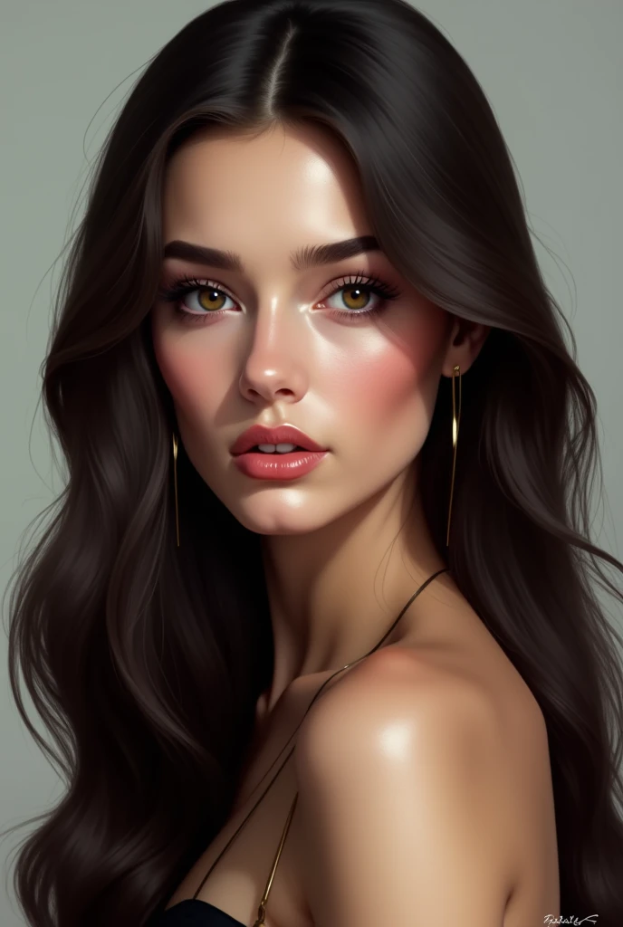 Brunette woman with straight hair