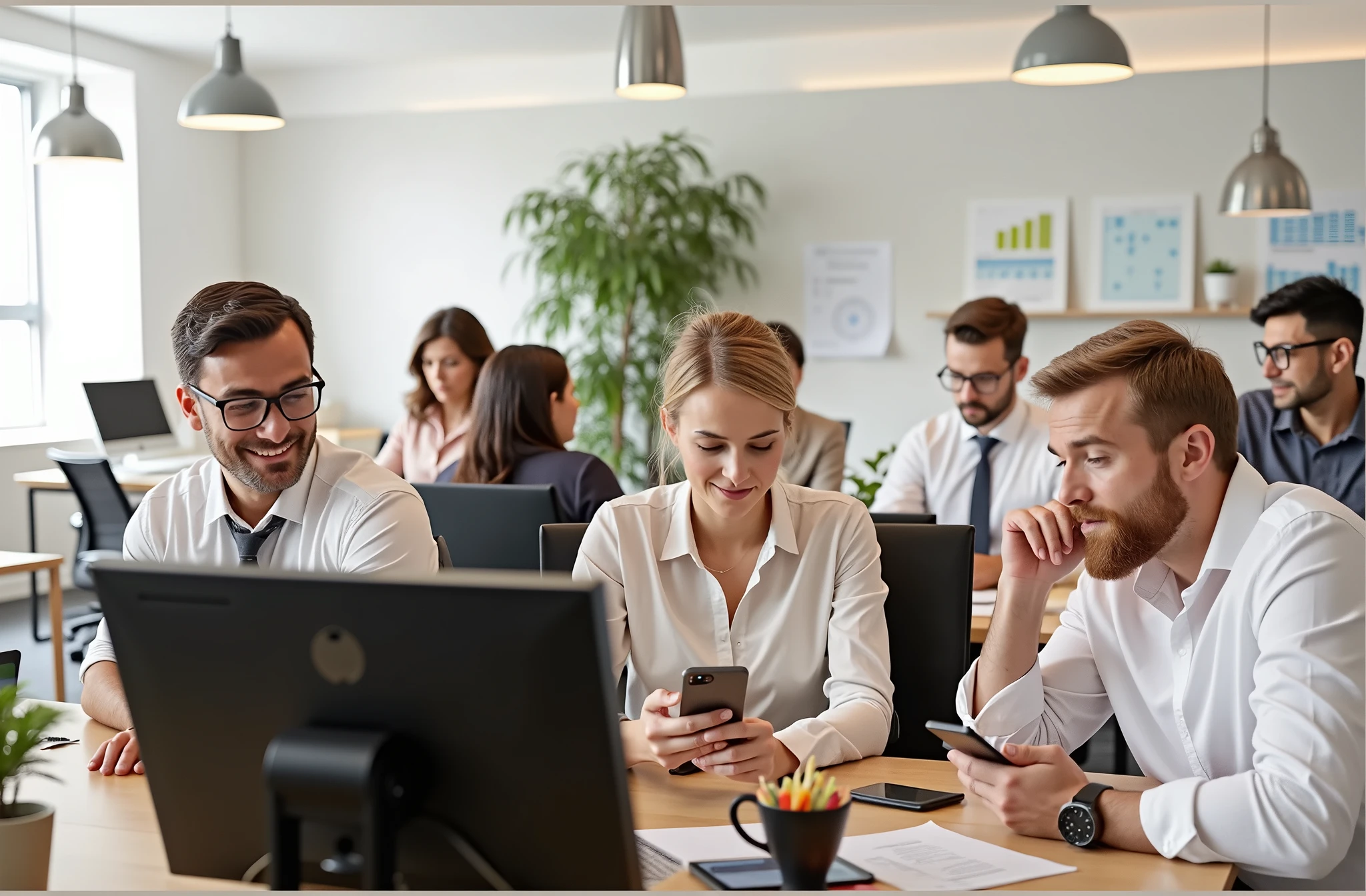 A group of American staff working in the office,8k HD resolution