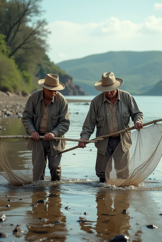 Gentlemen fishing for crabs in La Plata