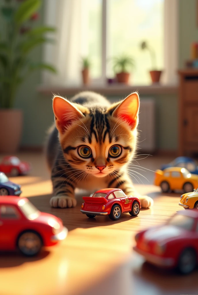 a Brazilian cat who likes to play with cars