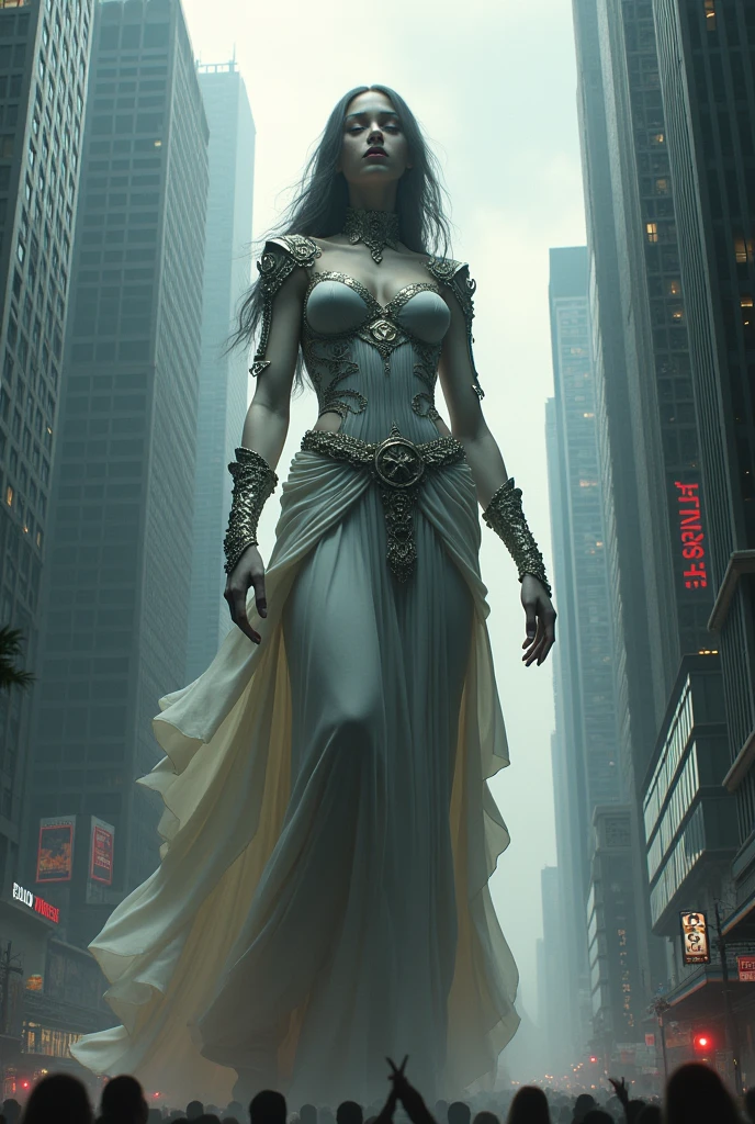 A giant woman in the city