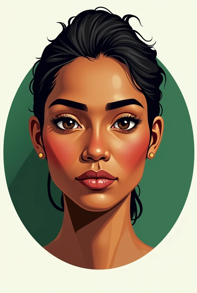brazilian indian face;
round logo;
green and white