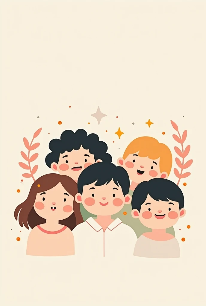 profile cover for an academic psychotherapy league , that contains childish features and is minimalist. With more children 