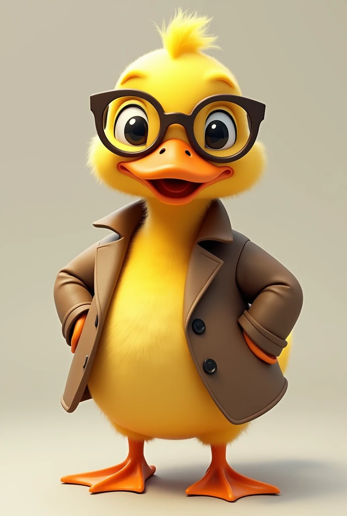 yellow duck with shoe, with glasses and jacket 