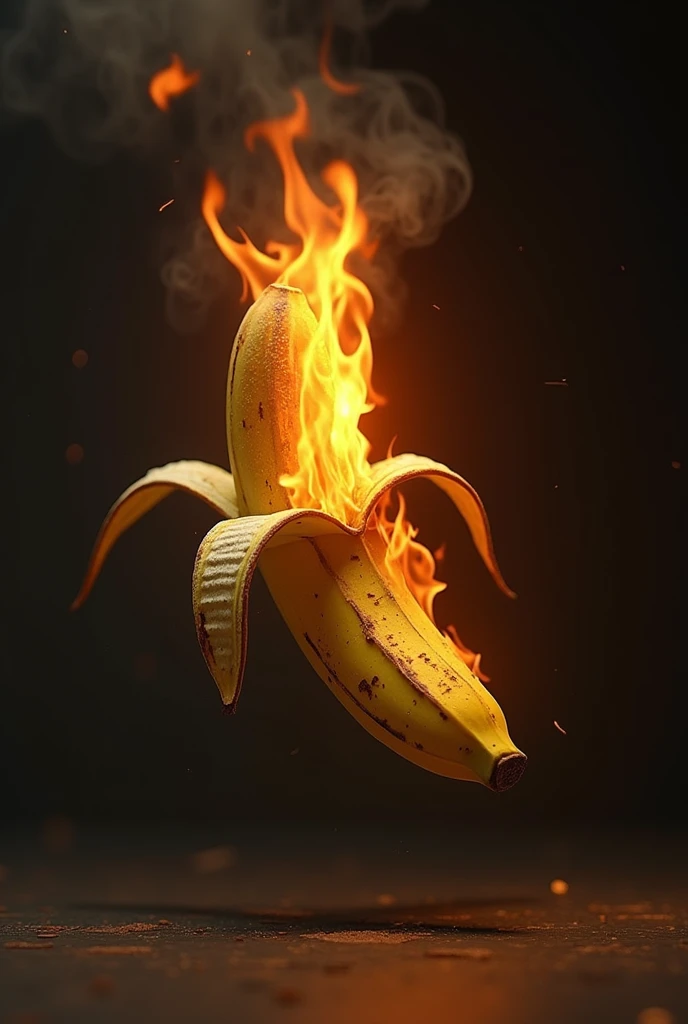 Image of a banana burning while running