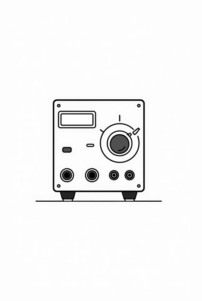create for me an image of an adjustable voltage source from 1 to 10V in black and white and in the form of a black line drawing. make the image very clear for a report, will serve as the cover of the instruction manual. This source will only have 1 potentiometer and 3 inputs