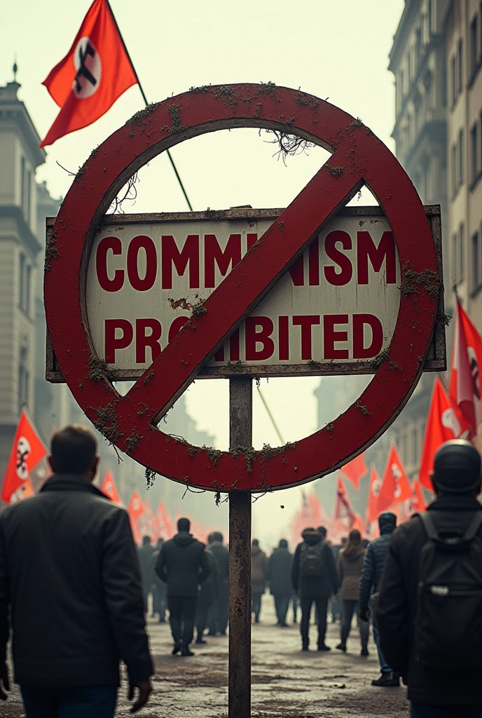 Image where it says that communism is prohibited, the M19 AND NAZISM AND GLOBALISM