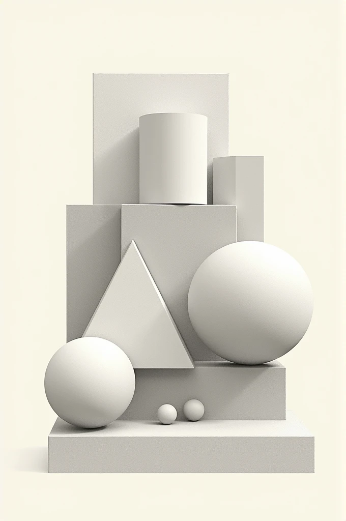 Geometry figures(cylinder, cube, pyramid and sphere), in a single drawing all those figures already mentioned