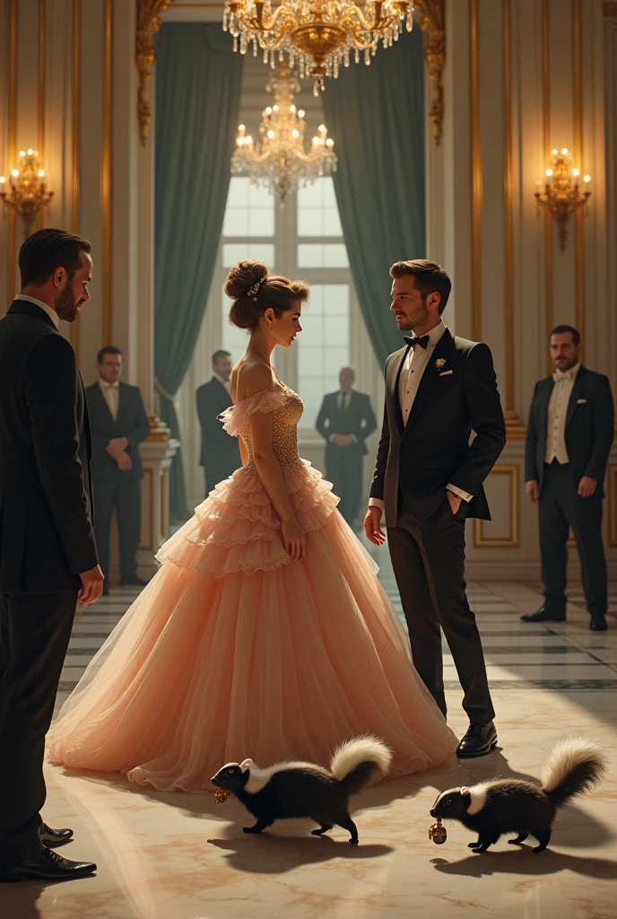 a woman in a ball gown is dressed up in a ballroom listening to news that will leave her shocked SHE MUST BE PISSED, A COUPLE TELLS YOU THE NEWS. EA MUST HAVE SMAOS IN ITS MOUTH