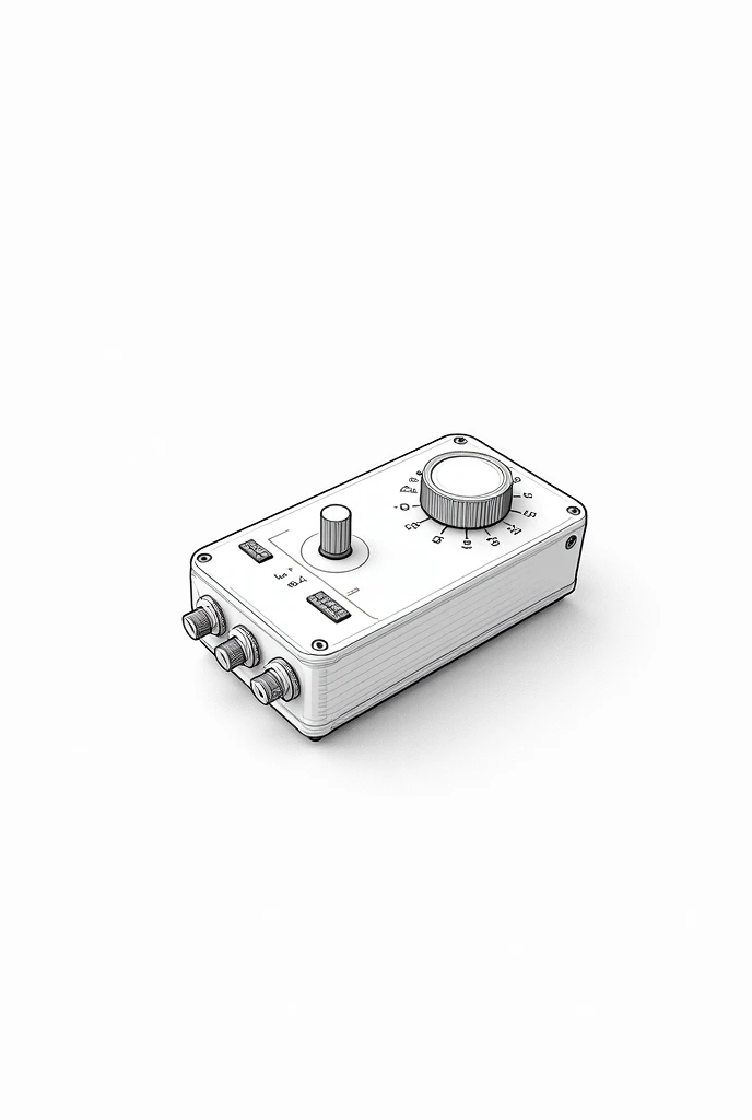 create for me an image of an adjustable voltage source from 1 to 10V in black and white and in the form of a black line drawing. make the image very clear for a report, will serve as the cover of the instruction manual. This source will only have 1 potentiometer and 3 inputs