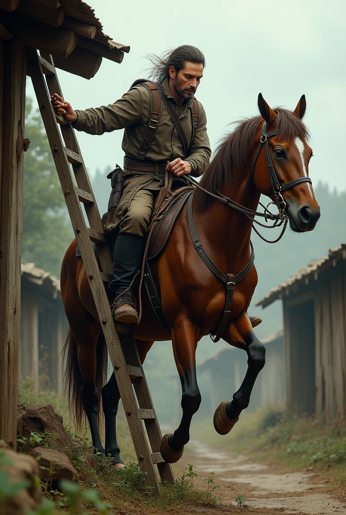 Climbing the ladder on horseback