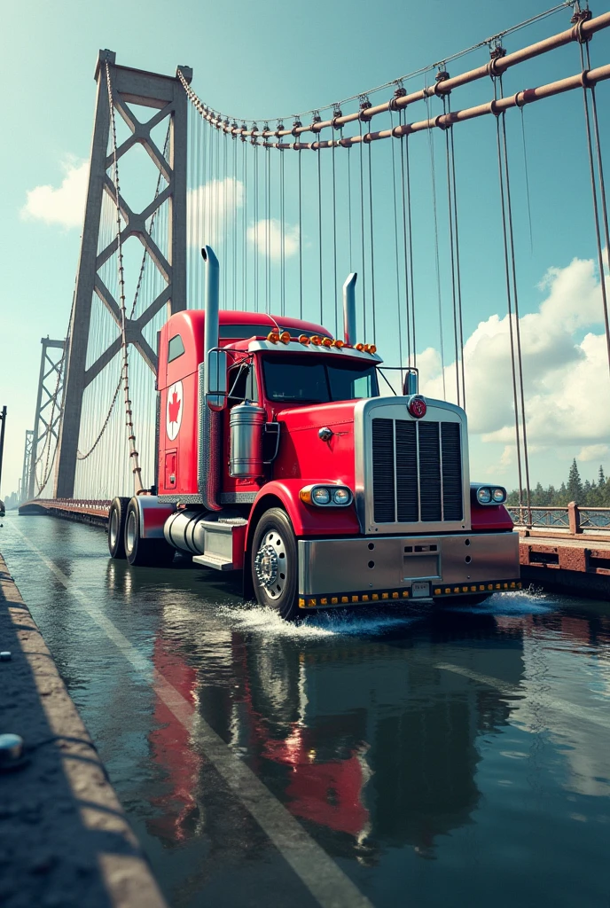 canadian truck on the bridge
