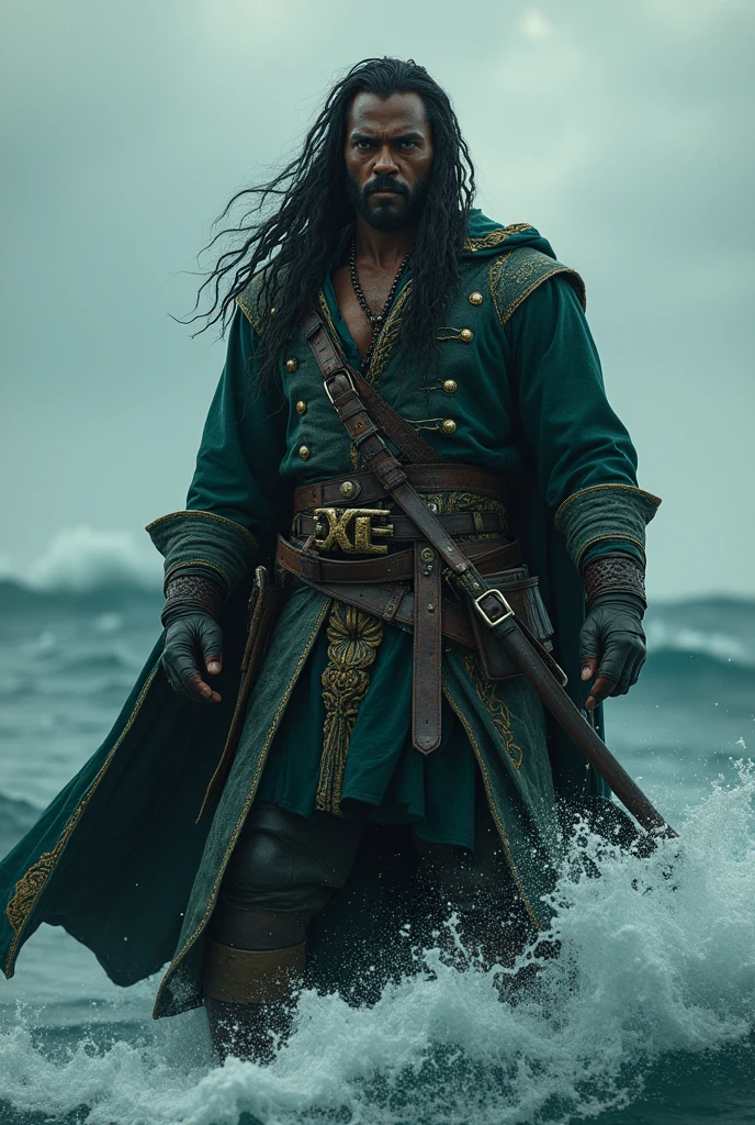 Black skin pirate with dark Green clothes