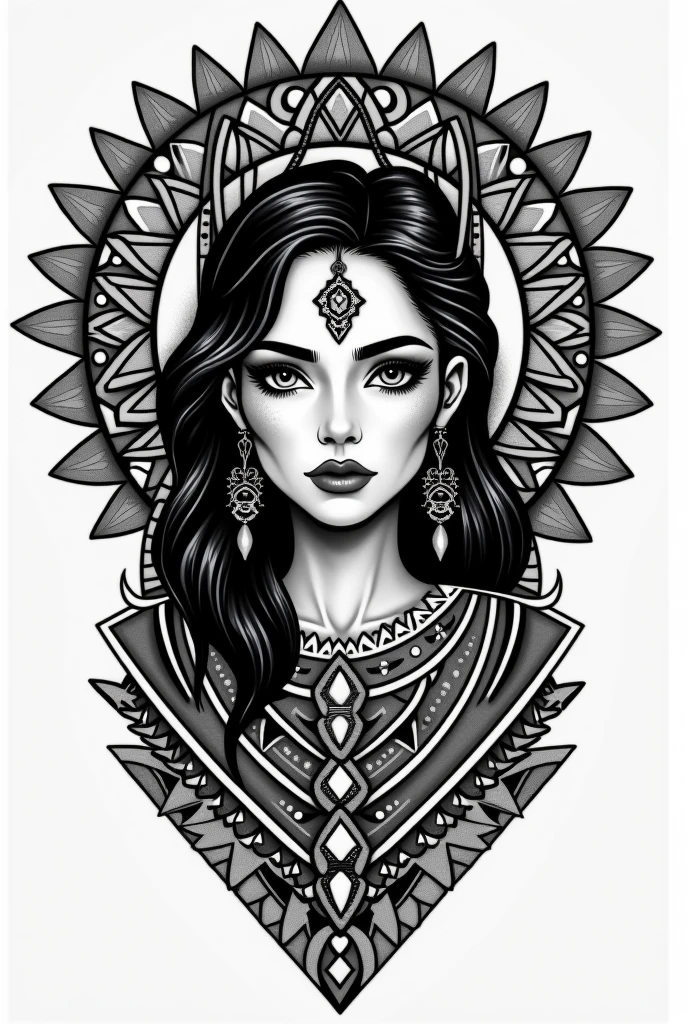 Black and gray chicana style tattoo