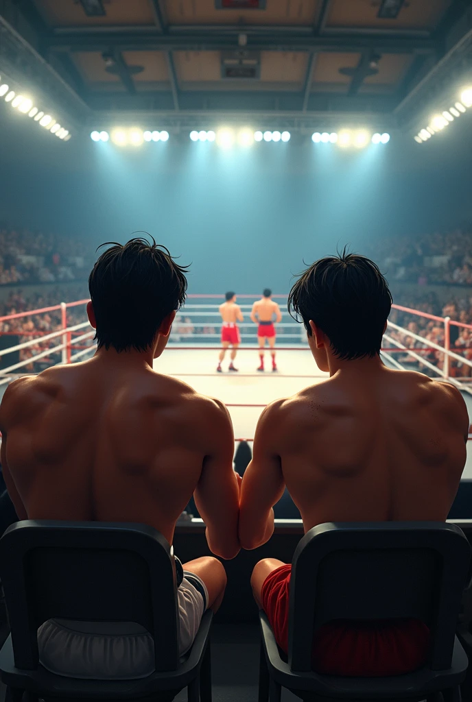 Ippo and Takamura with the world title at the Korakuen Arena watching Mike Tyson fight