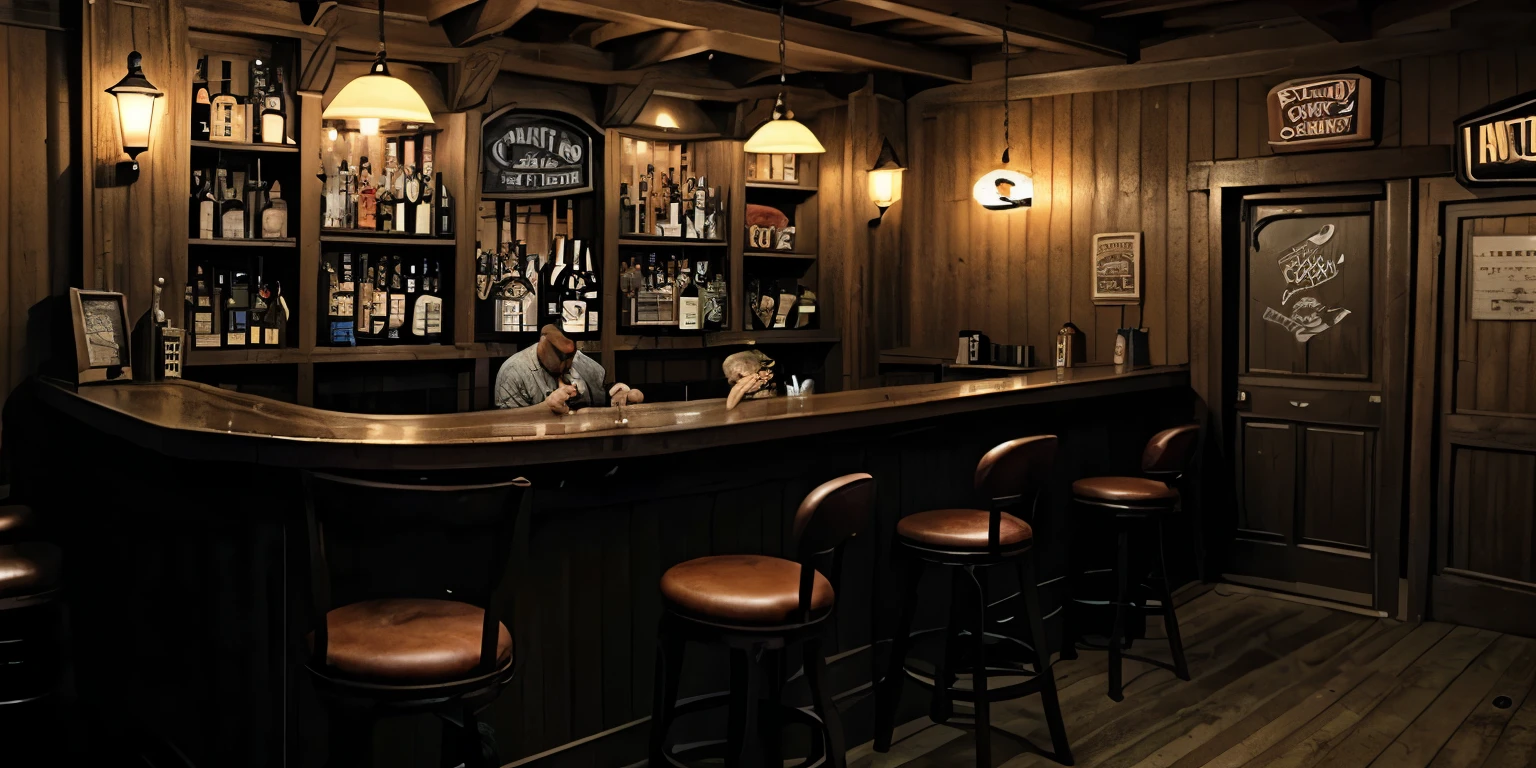 A bar in a quiet little town, a strange bar in a strange town, rough-looking men staring at the door,