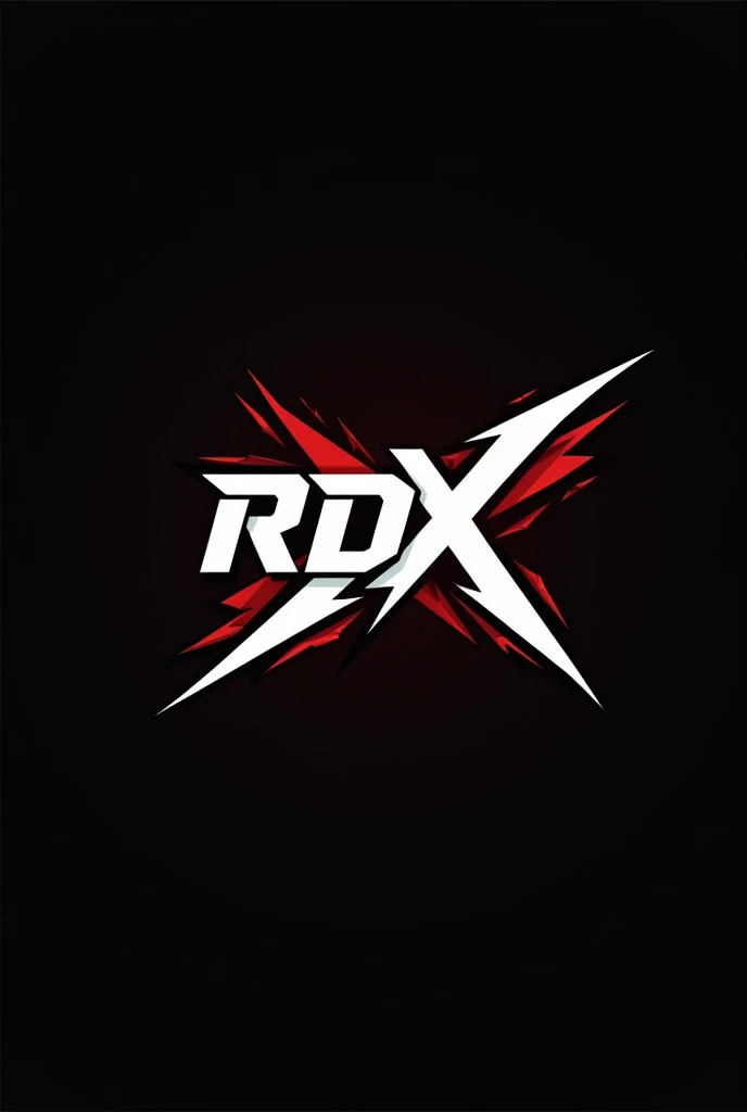 Give me a esport org logo with the theme of black white red that shows RDX