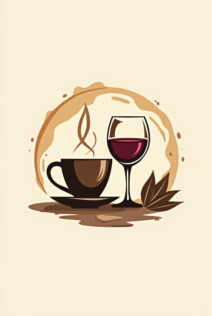 Create a logo for a business called “Between Cups and Glasses” using earth and gold colors, that has a cup and a glass clinking in it