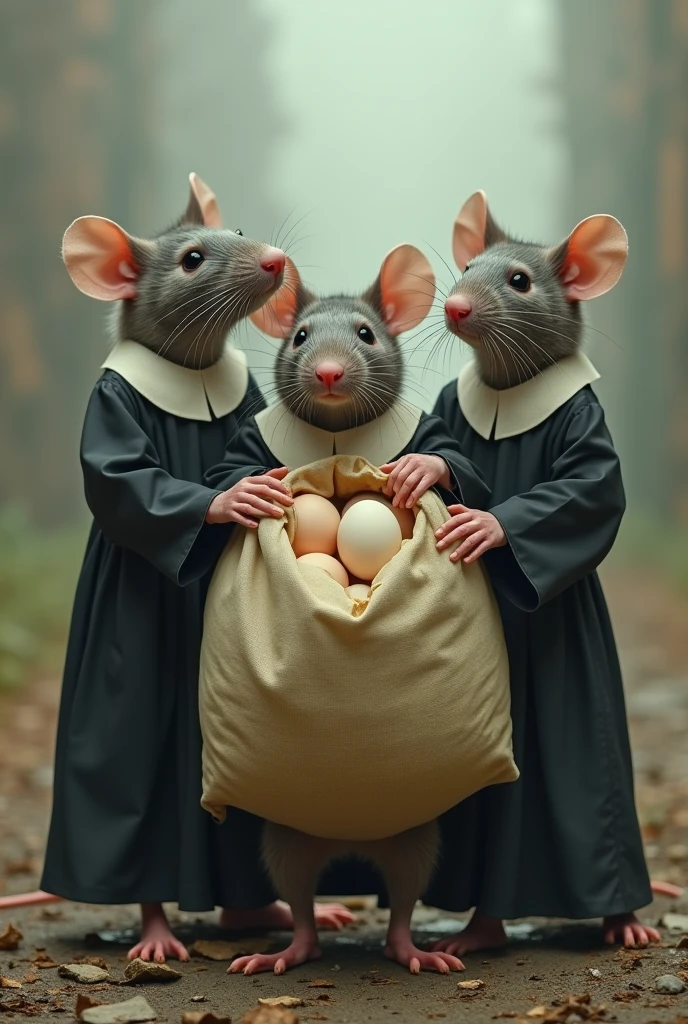  Three Rats with their big sack eggs dressed as evangelicals