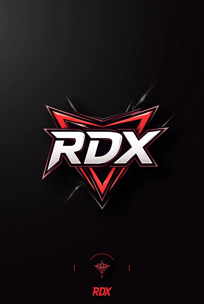 Give me a esport org logo with the theme of black white red that shows RDX
