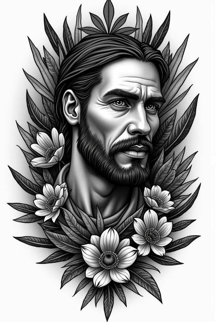 an old school black and white tattoo design about the Brazilian northeast and its culture
