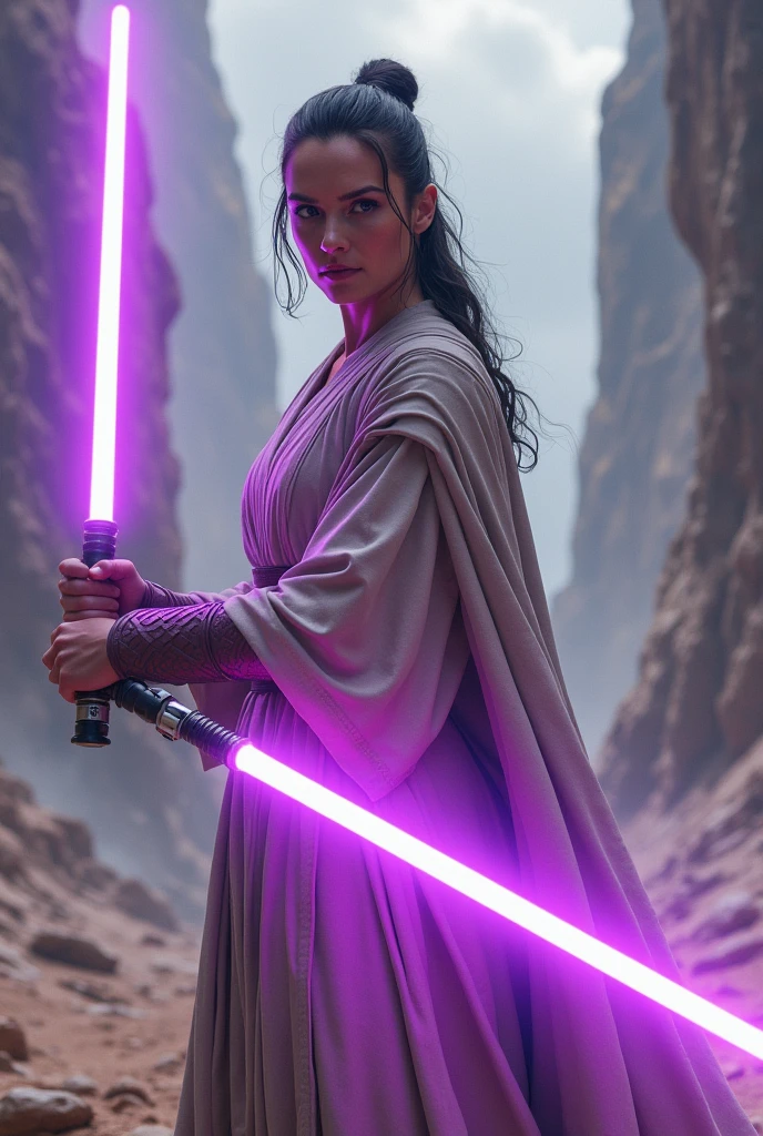 Jedi Rey Skywalker with purple lightsaber
