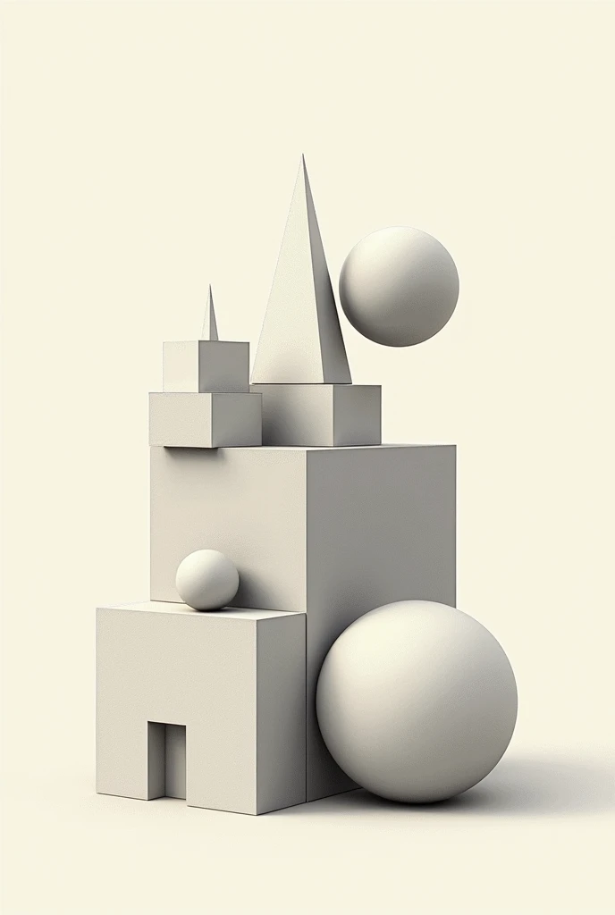 Geometry figures(cylinder, cube, pyramid and sphere), in a single drawing all those figures already mentioned