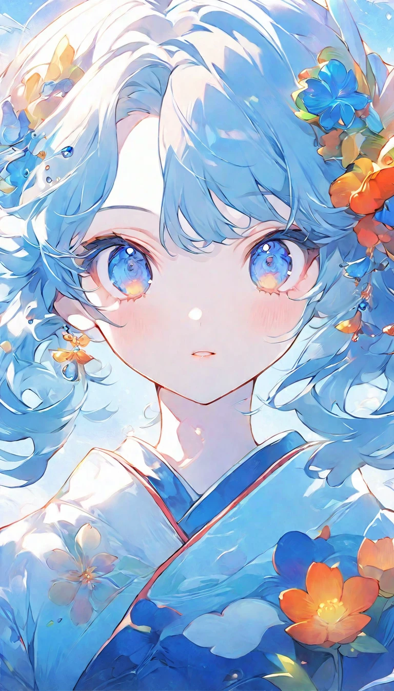 masterpiece, anime girl with flowers in her hair and a blue dress, Beautiful anime artwork, Beautiful anime art, Beautiful anime, Beautiful anime portrait, Beautiful anime style, Beautiful anime art style, Beautiful anime girl, dreamy psychedelic anime, Beautiful anime face, beautiful fantasy anime, cute anime girl portraits, young anime girl, visual anime of a cute girl, cute anime girl, soft anime illustration