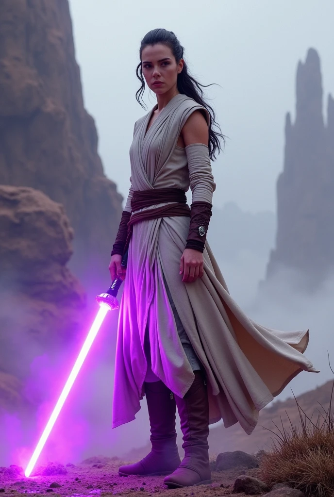 Jedi Rey Skywalker with purple lightsaber
